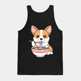 Cute Anime Corgi Dog Eating Ramen Noodles Tank Top